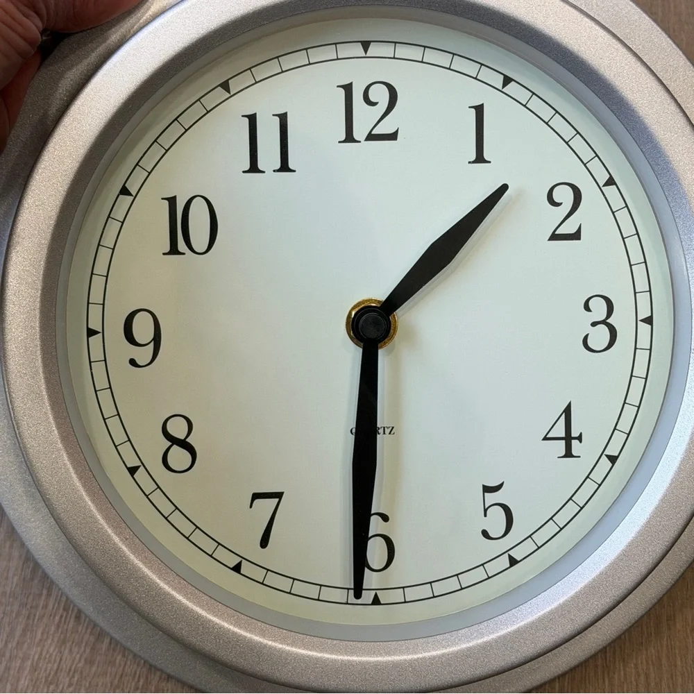 Vintage 90's IKEA Minimalist Brushed Metal Wall Clock Industrial Japanese Quartz